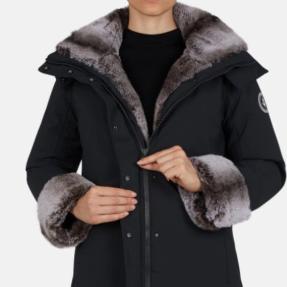 Winter Hooded Parka Grey Faux Fur Lined 